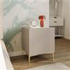 DEGHI Comodino 45x55h cm cashmere con anta cannettata reversibile e piedi in metallo oro - Judith