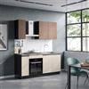 DEGHI Cucina lineare 180 cm antracite e cashmere top 40 mm nero con anta lavastoviglie 3 pensili dogati e maniglie gola - Zyva