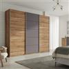 DEGHI Armadio 270x225h cm rovere naturale grigio tartufo con 3 ante scorrevoli - Dottie