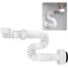 PetGlimmer Sifone Lavabo Bagno G1 1/4, Regolabile Tubo Scarico Lavandino Cucina, Salvaspazio Flessibile Universale, Antiodore Sifone per Lavello Della Cucina, Fognature, Estensibile da 380 MM a 930 MM
