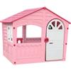 Sport1 Casetta da Giardino per Bambini Rosa in Plastica Porta e Finestre Apribili