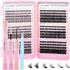 GEMERRY 600PCS Ciglia Finte Ciuffetti Kit 30D-100D 6 Stili Extension Ciglia | Cluster Lashes Kit con Bond and Seal Pinzette DIY Lash Extension a Casa per i Principianti Adatto a Una Varietà di Stili