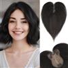 SEGOHAIR Topper per capelli per diradamento femminile, capelli umani veri a doppio strato cuciti a mano, copertura 360°3D, extension con clip per aggiungere volume, 20,3 x 28 cm, nero naturale, 21 g