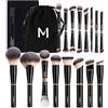 MAANGE Pennelli da trucco professionali, 16 pezzi, per fondotinta, cipria, fard, contouring, ombretti, set di pennelli a doppia estremità, con custodia e confezione regalo, colore nero