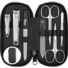 marQus Set Manicure Professionale - Kit da 7 Pezzi con Custodia in Similpelle look Carbonio. Include Tagliaunghie, Forbicine, Lima in Vetro e strumenti di qualità. Perfetto per Uomo, Donna e viaggi