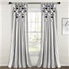 Lush Decor Tenda da finestra in lino con pompon Boho (pannello singolo), 241,3 x 132,1 cm, grigio e nero