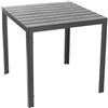 Verdelook Ttavolo da Giardino Grigio Tenerife Quadrato Effetto Legno in Metallo 78x78x74