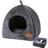 Orgrul Cuccia per gatti da interni, casetta triangolare, grotta per cani, tenda igloo per cani di piccola taglia, cuscino rimovibile e lavabile, 28 x 28 x 30 cm