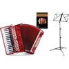 Classic Cantabile Fisarmonica Classic Cantabile 72 Bass Secondo V Set (Fisarmonica 72 bassi con borsa & tracolle incl. leggio & scuola di fisarmonica) Rossa