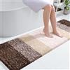 OLANLY Tappeto da bagno 140 x 50 cm, tappeto da bagno in microfibra extra morbido e assorbente, retro in gomma, ad asciugatura rapida, lavabile in lavatrice, per pavimento del bagno, vasca e doccia