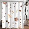 Lerores Tenda da doccia 120 x 200 cm, fiore marrone, orlo zavorrato, antimuffa, impermeabile, lavabile, in poliestere, con 8 occhielli e anelli per tenda da doccia, per bagno e vasca
