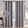 MIULEE Tende oscuranti con occhielli, effetto lino, set da 2 pezzi, 225 x 140 cm, grigio chiaro, opache, con occhielli, protezione dal freddo, per soggiorno, camera da letto, isolamento termico