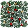 ZMNVHJ Bacche Agrifoglio per Decorazioni Natalizie Artificiali con Foglie Verdi 30 Pezzi Bacca di Agrifoglio Artificiale Foglie di Agrifoglio Bacche di Agrifoglio per Decorazioni Natale, Ghirlande