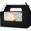 Gcardist Contenitore per Cupcake Nero Supporto Doppio Cupcake Monouso 15 Doppia con Finestra 16,5 x 9,2 x 8,9 cm Contenitore Cupcake (6,5 x3,6 x3,5 pollici)