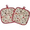 INGROSSO MERCERIE LCF Set 2 Presine da Cucina in cotone 100%, quadrate 18X18 cm, tessuto trapuntato. Prodotto artigianale italiano. (Rosso)