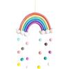 Ieron Arazzo Arcobaleno Nuvole in Macramè, Decorazione da Appendere Fatta a Mano con Corde Intrecciate, Pom-Pom, Sfere di Feltro Tessute, Decorazione da Parete per Cameretta, Decorazione Carina per la