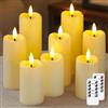 Mavandes Confezione da 8 candele LED tremolanti senza fiamma con 2 telecomandi e temporizzazione, 5,3 cm x 11 cm 14 cm 17 cm Avorio Candele in plastica alimentate a batteria