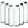 BrandPrint, Set di 6 Bottiglie in Vetro per Acqua Modello Eos 750 ml con Tappo a Vite in Acciaio Inox. Per Bevande e Succhi.