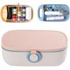 SENRISE Kit da cucito portatile con scatola portaoggetti, custodia essenziale da cucito con scomparti e accessori per uso domestico e di emergenza, rosa