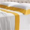Riad Arredo Set Completo Letto Matrimoniale in 100% Cotone 180TC Italiano PERCALLE e Balze RASO - Set Lenzuola Morbidissime Tinta Unita con Balze in Raso SATIN Artigianali Made in Italy (Ocra)