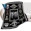Bogosip Coperta vichinga con decorazione vichinga, super calda, morbida, leggera, in pile di flanella, idea regalo per uomini vichinghi, ragazzi, ragazze, donne, bambini, per letto invernale, divano, letto,