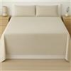 Corredocasa Completo Lenzuola Smerlato per Letto Matrimoniale in 100% Puro Cotone Naturale Prodotto Alta Qualità Made in Italy (Beige)