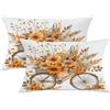 Generic Fall Bike - Set di 2 federe per cuscini con fiori arancioni e foglie, decorazione autunnale per casa, divano, 50 x 30 cm