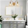 FDOIUTU Lampada da parete moderna a LED in metallo con paralume in vetro, illuminazione interna per bagno in stile vittoriano, luce frontale per specchio a parete G9,(Lampadine Escluse) (Teste Gold-2)