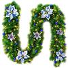 EHOTER Ghirlanda natalizia con luci a LED, alimentata a batteria, ghirlanda artificiale pre-illuminata, per decorazione natalizia per scale, parete, porta, interni ed esterni (blu)