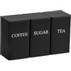 GUIJZSLTRG Set di 3 contenitori per tè, caffè e zucchero, 1000 ml, in metallo, con coperchi ermetici, impilabili, decorativi, salvaspazio, per la cucina di casa (nero)