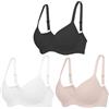 YOWOMO 3 reggiseni da donna push up biancheria intima comfort reggiseno quotidiano, Colore radice nudo&grigio&loto, 4C
