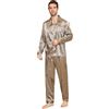 RuanMM Pigiama da uomo in raso, scollo pieghevole, maniche lunghe e pantaloni lunghi, vestibilità larga, vestiti da casa per ragazzi grandi, una varietà di colori e specifiche sono disponibili,/Oro-L, Oro-1,