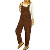 ThiCc Tuta da donna in velluto a coste, con spalline regolabili, a gamba larga, con tasche a salopette, casual, vestibilità larga, stile harem, multitasche, alla moda, invernale, caldo, Marrone, XXL
