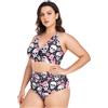 CHIFIGNO Costumi da bagno a vita alta da donna plus size bikini set due pezzi costumi da bagno increspati costumi da bagno, Teschi divertenti fiori rosa-1, X-Large Di Più