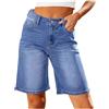 CUTeFiorino Bermuda Jeans da donna, lunghezza al ginocchio, in denim, a vita alta, pantaloncini estivi alla moda, pantaloni corti da donna, pantaloni corti in denim, pantaloni estivi, Blu, M