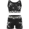 dPois Completo Sportivo da Danza Hip Hop Bambina Tuta da Ginnastica Artistica Ballo di Strada Crop Top Canotta Sportiva + Pantaloncini Sportivi Shorts Leggings Corti Nero 9-10 anni