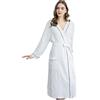 IQYU Accappatoio da donna in cotone a nido d'ape, lungo, leggero, sottile, estivo, morbido, elegante e da uomo, bianco, L