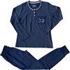 Infiore Pigiama Donna Manica Lunga Caldo Cotone Collo Serafino Varie Fantasie (Art. HRT0607 (Blu), M)