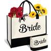 Xusxes Tote Bag Sposa Personalizzata, Borsa da Sposa Personalizzata, Tote Bag da Bride, Borsa da Donna in Tela con Borsas per Trucco, Regalo per Fidanzamento/Addio al Nubilato/Festa di Nozze