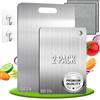 Three Stars Set di 2 - Tagliere Acciaio Inox Reversibile in Lega Titanio - Set da Cucina Professionale SUS316 + Ganci e Panni - Tagliere in Acciaio Inox Alimentare - Antibatterico e Resistente | 3-Stars