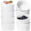 PISTISJACK Set di 8 Pirottini in Porcellana da 120ml, Piatti da souffle in porcellana, Resistenti al Pirottini per crema Brulee,per Torte, Budini, Gelati e Salse, Flan, Creme(Bianchi)