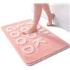 QJHOMO Tappeto da bagno rosa e bianco, piccolo, antiscivolo, lavabile, grazioso tappeto da bagno, decorazione per il bagno, morbido, in morbida microfibra, assorbente, 40 x 60 cm