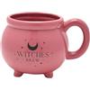 Widdop and Co Juliana - Mystic Legends - Tazza a forma di calderone rosa, motivo streghe, stile gotico/gotico, idea regalo per la casa, per tè, caffè, bevande calde e bevande fredde, 330 ml