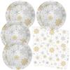 HNH Set di Piatti e Tovaglioli per Natale | Fiocco di Neve | Piatti 23cm, 33cm e Tovaglioli per Feste | Set di Stoviglie Usa e Getta per 20 Persone