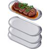 SANQIAHOME 21x9 cm ovale Piattini da antipasto, in acciaio inox Piccoli piatti,Set di 4, argento,Dessert Piatti per Sushi, Frutta forno/Lavabile in lavastoviglie