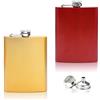 Flanacom Fiaschetta Acciaio Inox Set 2 Pezzi 227ml con Imbuto Whisky Outdoor Camping Trekking Borraccia Tascabile Regalo Uomo Oro Rosso