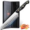 Purple Dragon Coltello Santoku in Acciaio Damasco Coltello da Cucina con Nucleo VG10 e Maniglia in Legno Coltello da Cucina Fatto a Mano per Carne Verdure e Pesce Regalo per Uomini e Donne