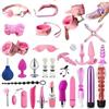 Riiriou Bondage Set Giocattoli Sessuali 31 Pezzi Giocattoli Sessuali Estremi Per Adulti SM con Manette Cavigliere Set Da Letto Plug Anale Set Di Restrizioni Erotiche Per Amanti Del Bondage (Rosa)