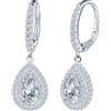 INFINIONLY Orecchini di diamanti da donna: orecchini a cerchio in argento 925 con chiusure francesi - 2 caratis moissanites a goccia colore D chiarezza VVS1 certificato GRA - gioielli da sposa