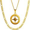 DVRK® Set 2 Collane Uomo Oro 18k con Base in Acciaio Inossidabile 316L - Collana Uomo Oro Compass e Catena 55 cm - Collane Resistente all'Acqua e al Sudore - Gioelli